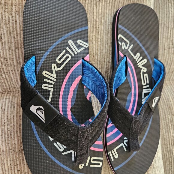 Quiksilver Molokai Layback Flip Flops – Men’s Size 7 – Black & Blue NWOT - Picture 7 of 8